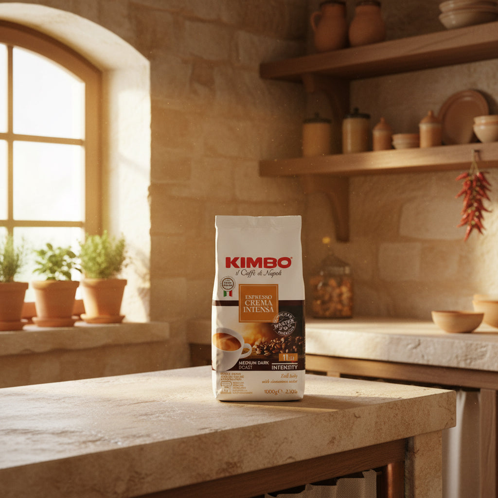 Kimbo Espresso Crema Intensa coffee package on a white background