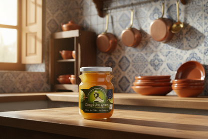 Jar of Quintil dos Acores pumpkin jam on a white background